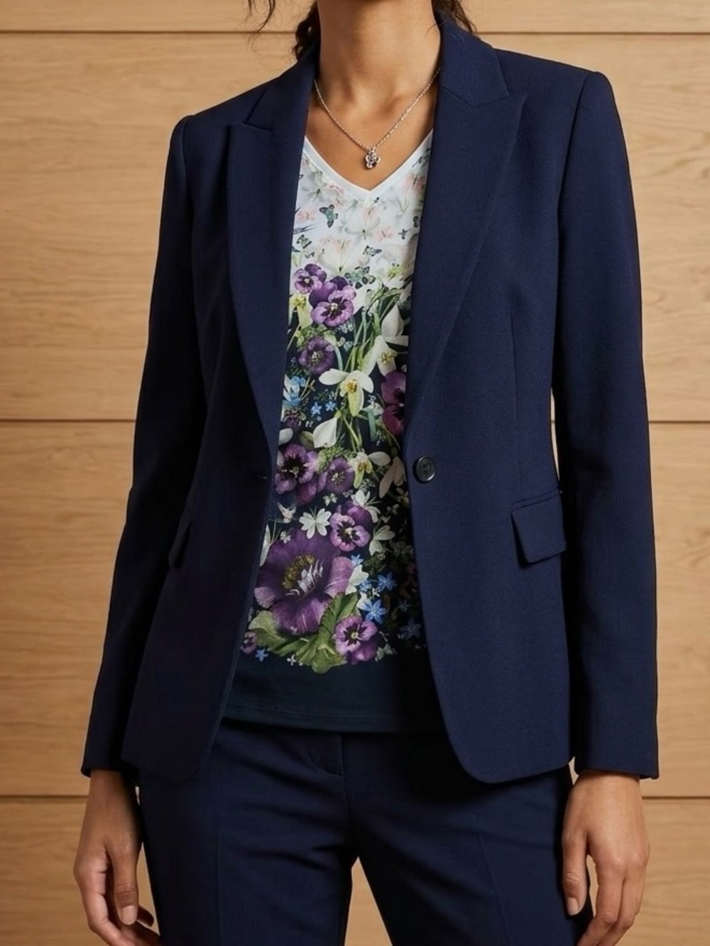 Ted Baker "Fatile Enchantment" floral sleeveless top dark blue